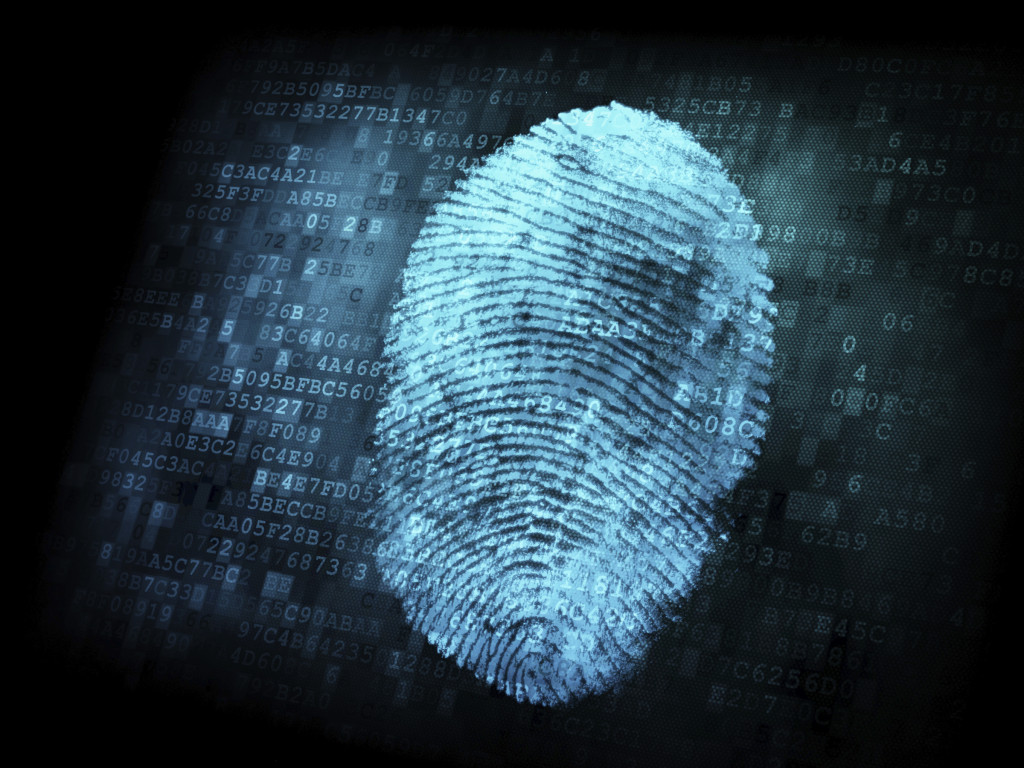 Fingerprint on digital screen, security concept